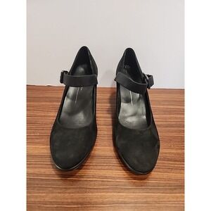 Ecco Womens Shape 55 Plateau Mary Jane Pump Size 39 8 Black Nubuck Heel Shoe
